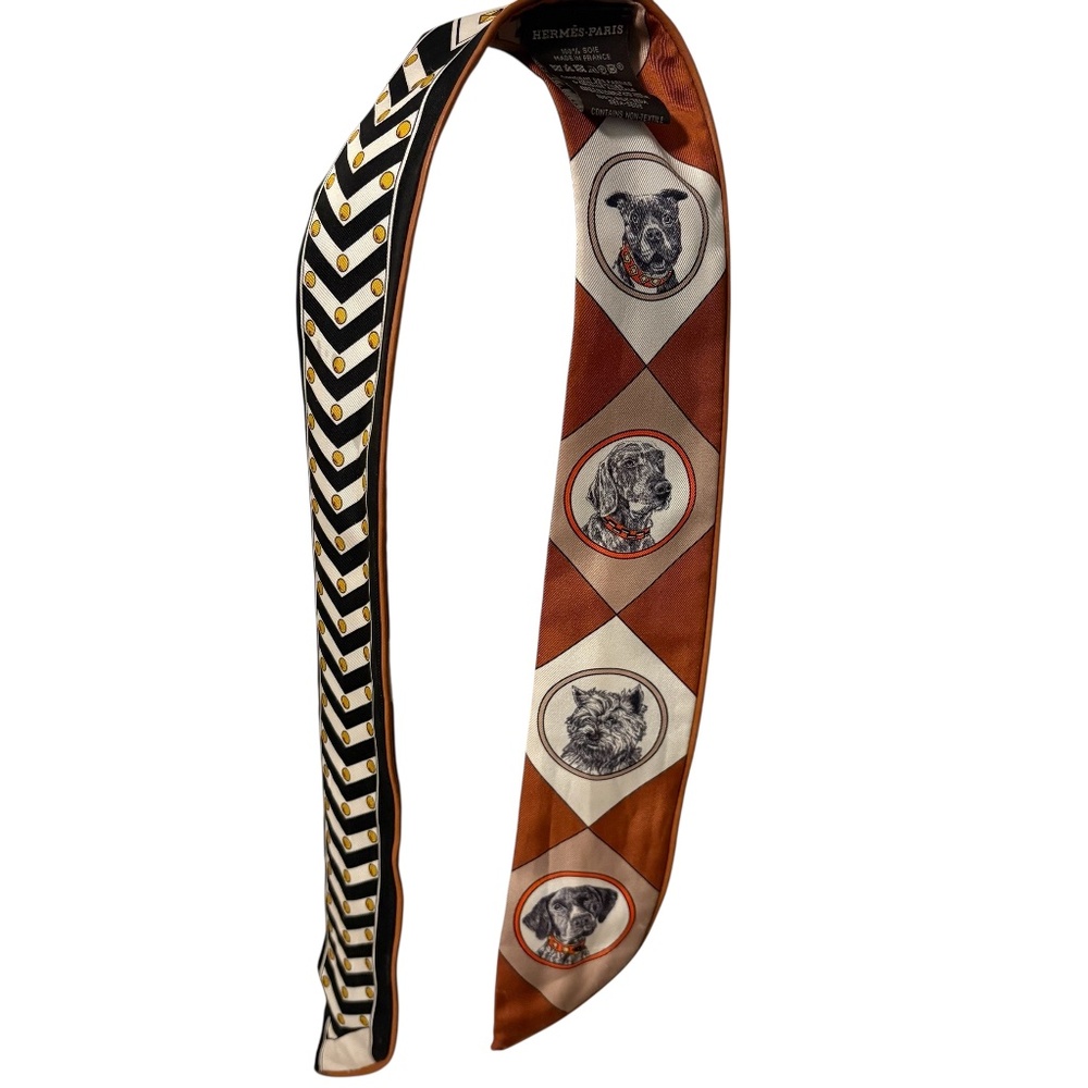 Hermes Colliers Et Chiens Forever Silk Dog Twilly Scarf Black Silk Hermes Box - Picture 7 of 10